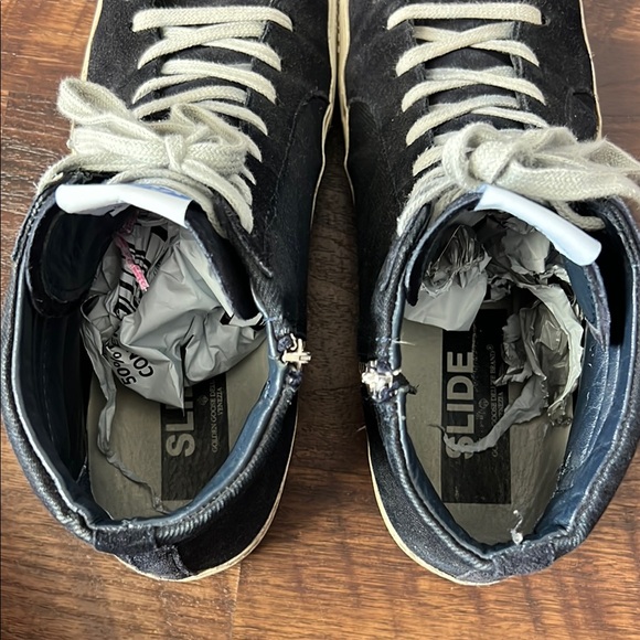 Golden Goose White and Black Denim & Suede High-Top Sneakers 44 US size 11 - Picture 10 of 14